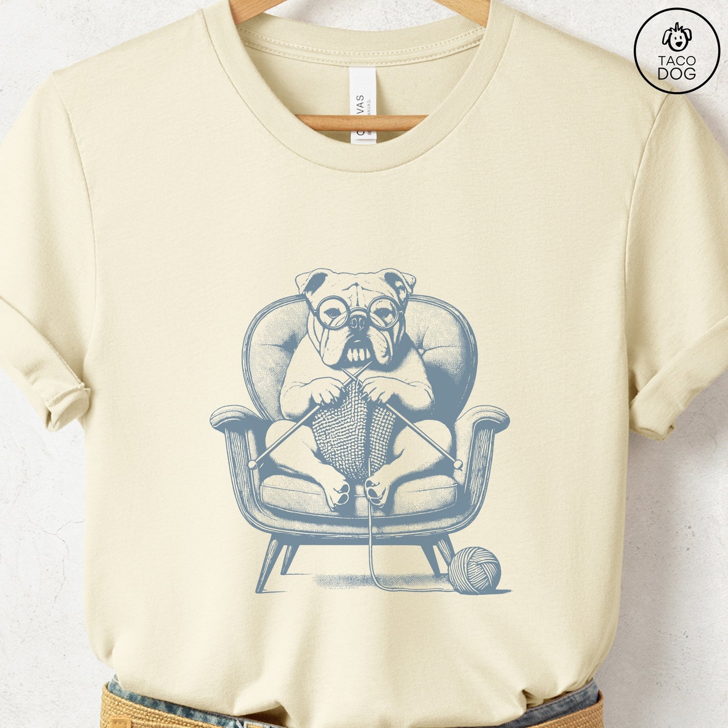 English Bulldog Knitting T-Shirt