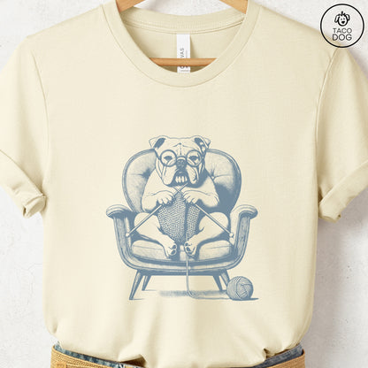 English Bulldog Knitting T-Shirt