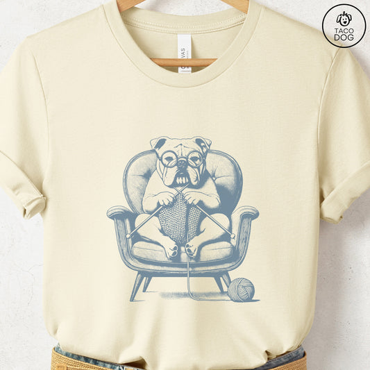English Bulldog Knitting T-Shirt