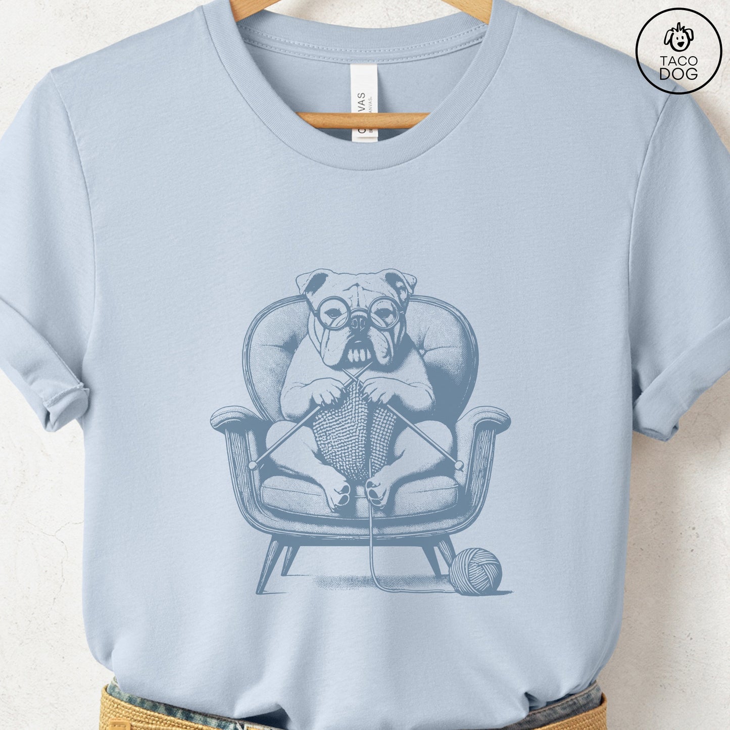 English Bulldog Knitting T-Shirt
