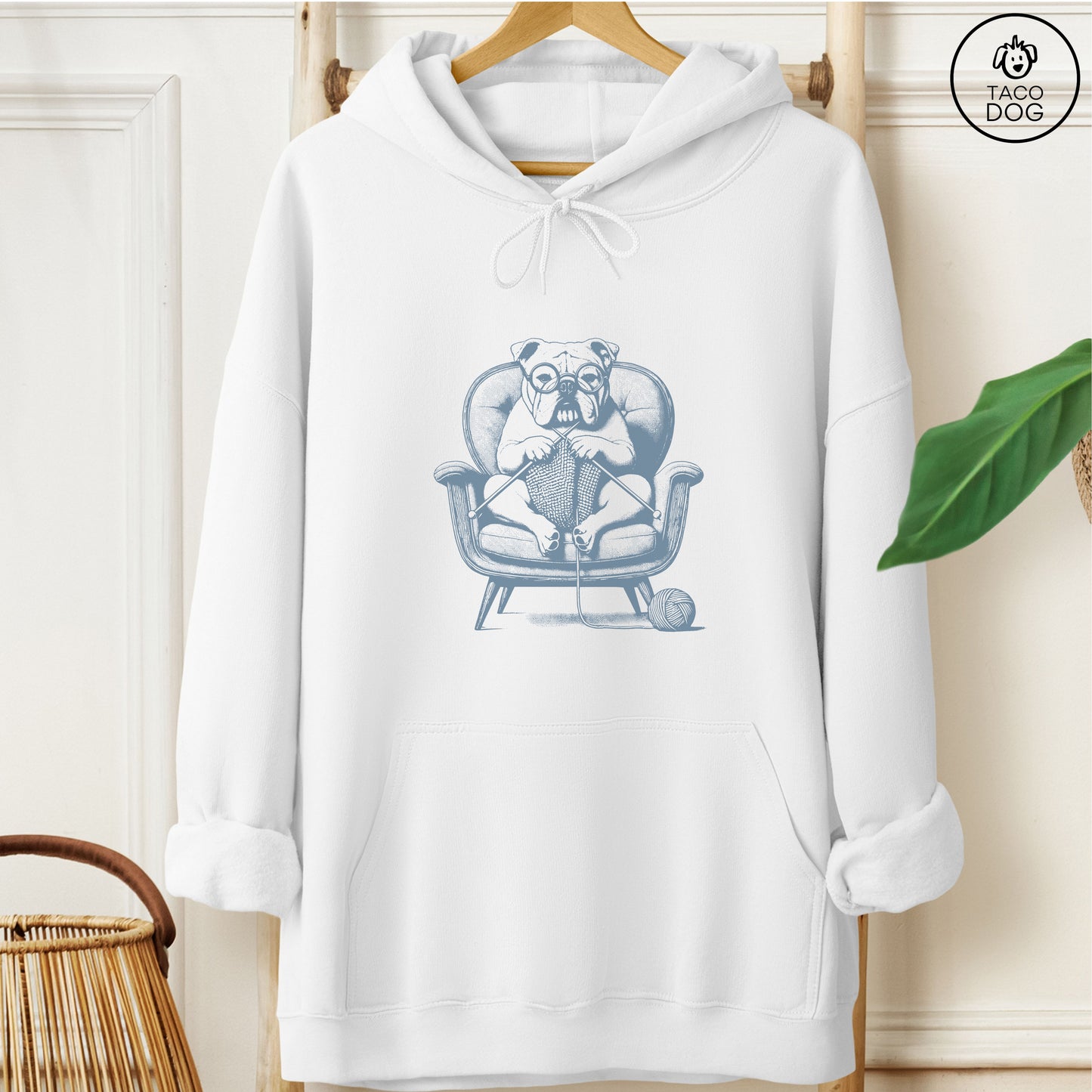 English Bulldog Knitting Hoodie