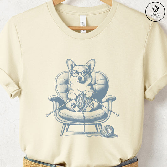 Corgi Knitting T-Shirt