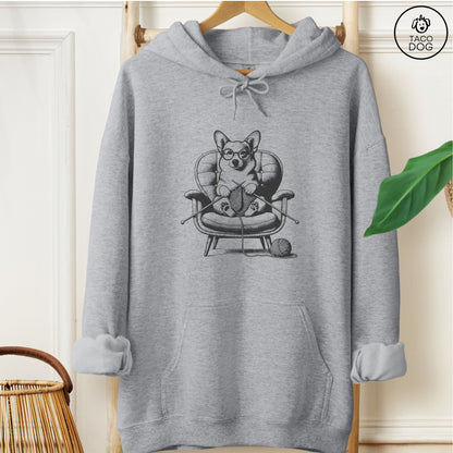 Corgi Knitting Hoodie