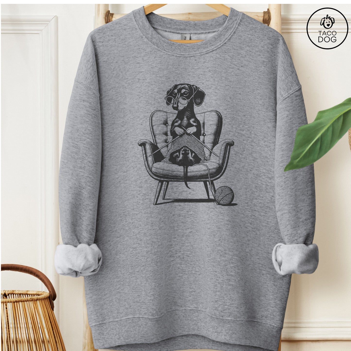 Dachshund Knitting Sweatshirt