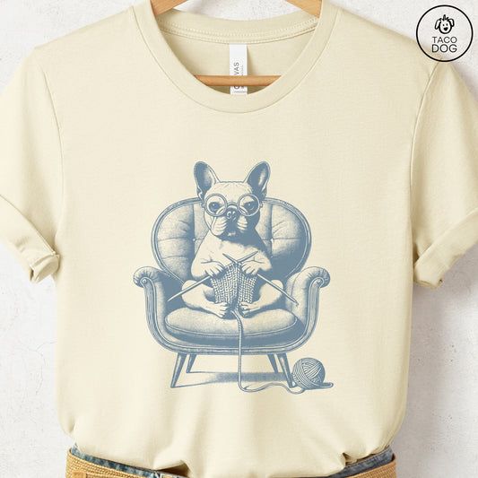French Bulldog Frenchie Knitting T-Shirt