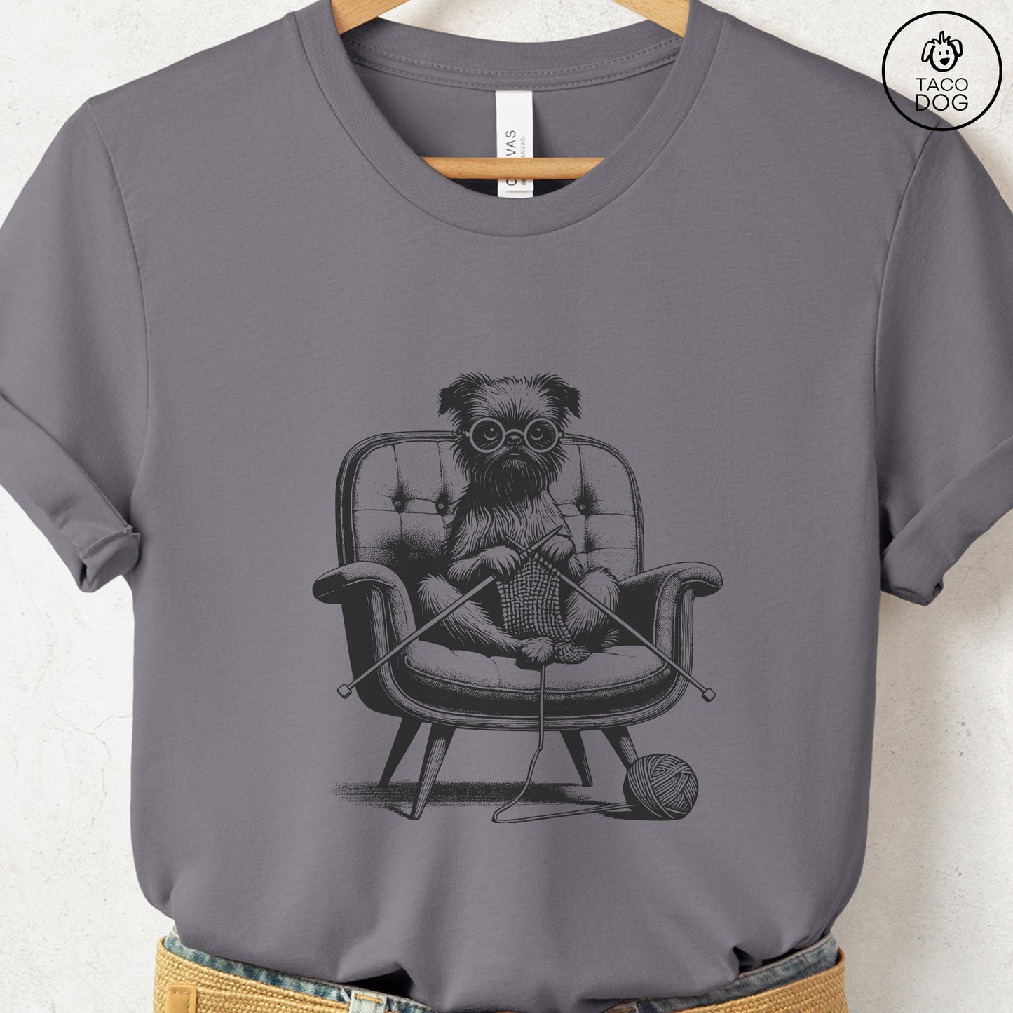 Brussels Griffon Griff Knitting T-Shirt