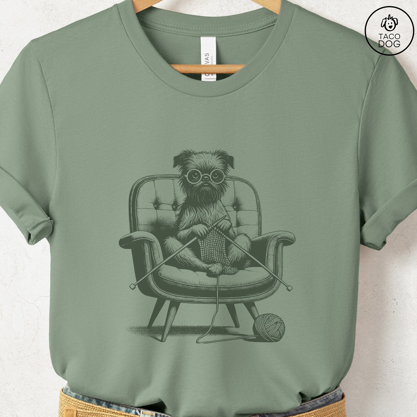 Brussels Griffon Griff Knitting T-Shirt