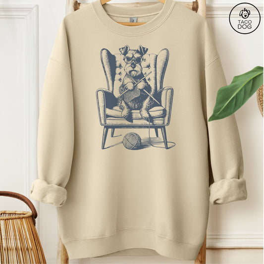 Schnauzer Knitting Sweatshirt
