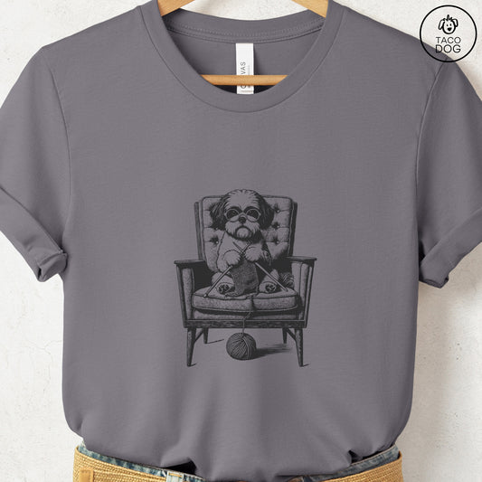Shih Tzu Knitting T-Shirt Storm Taco-Dog