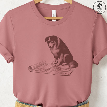 Australian Shepherd Aussie Vacuum Blueprint T-Shirt