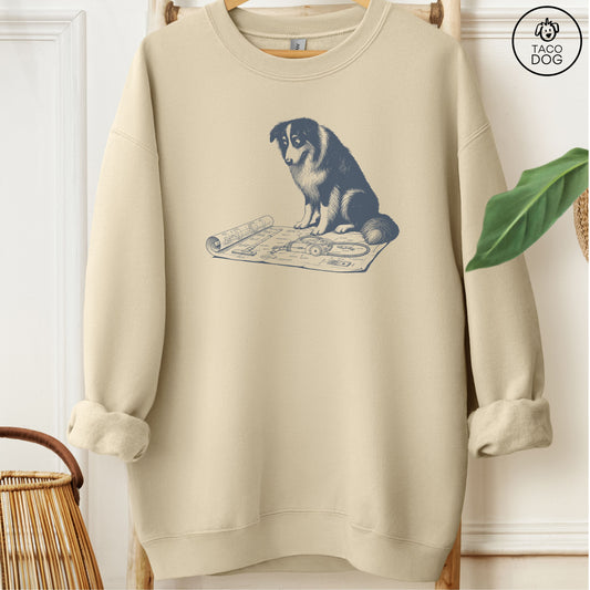 Australian Shepherd Aussie Vacuum Blueprint Sweatshirt