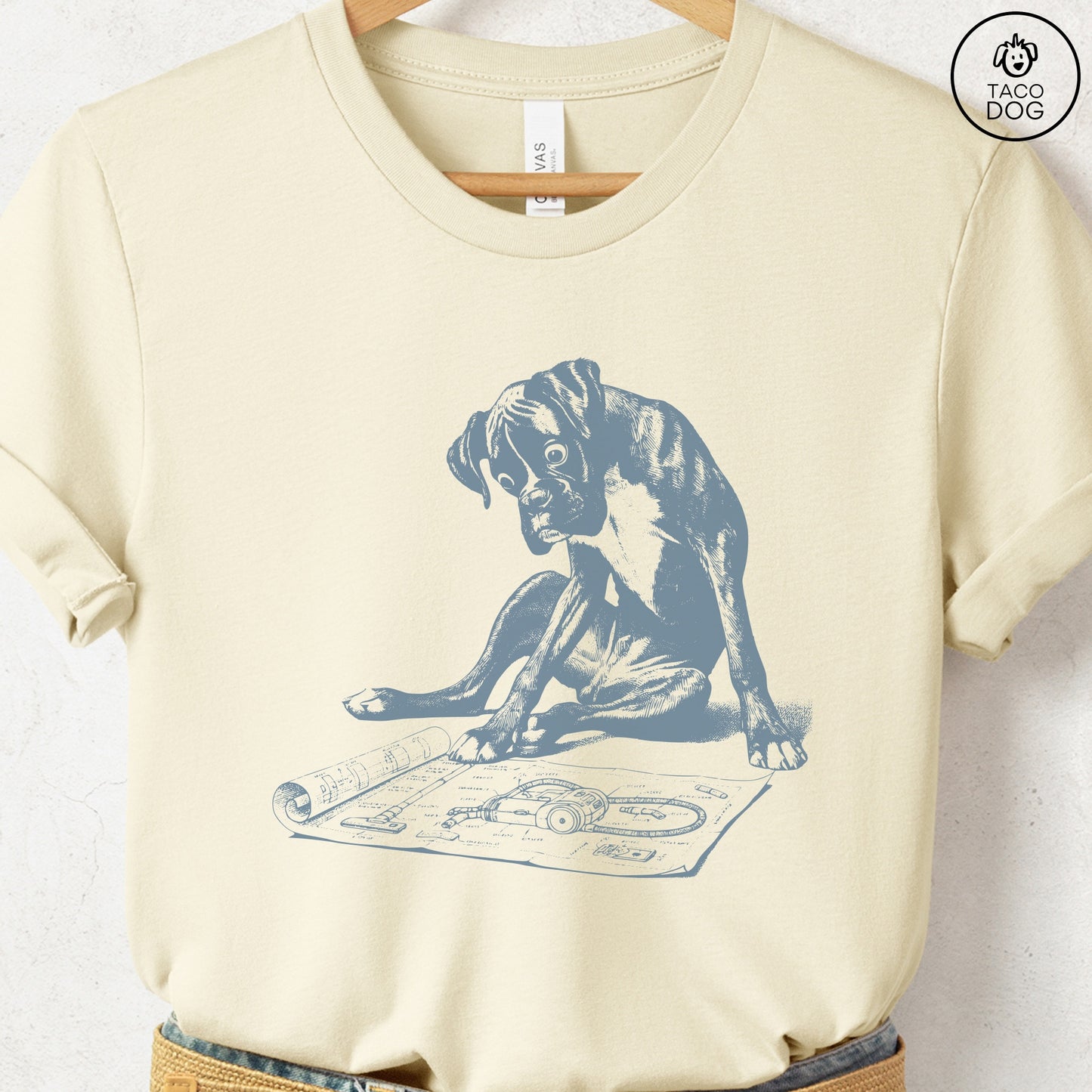 Boxer Dog Vacuum Blueprint T-Shirt