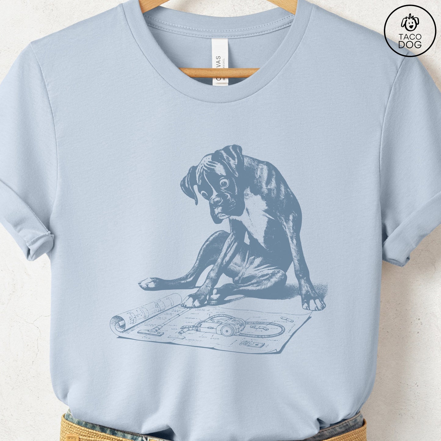 Boxer Dog Vacuum Blueprint T-Shirt