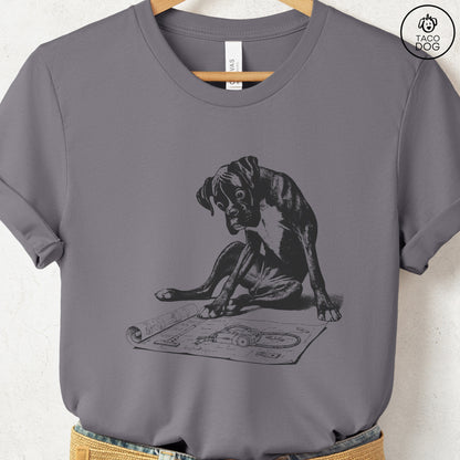 Boxer Dog Vacuum Blueprint T-Shirt