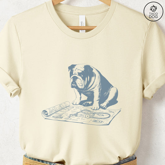 English Bulldog Vacuum Blueprint T-Shirt