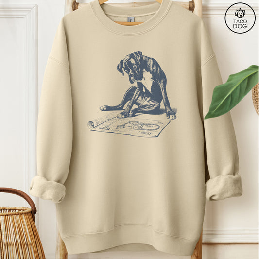 Boxer Dog Vacuum Blueprint Sweatshirt