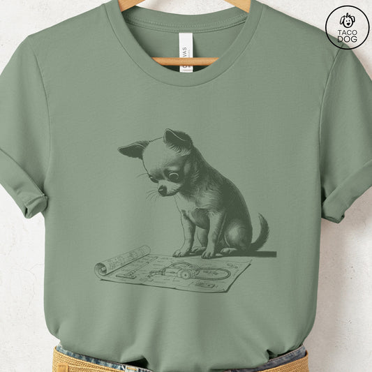 Chihuahua Vacuum Blueprint T-Shirt Sage Taco-Dog