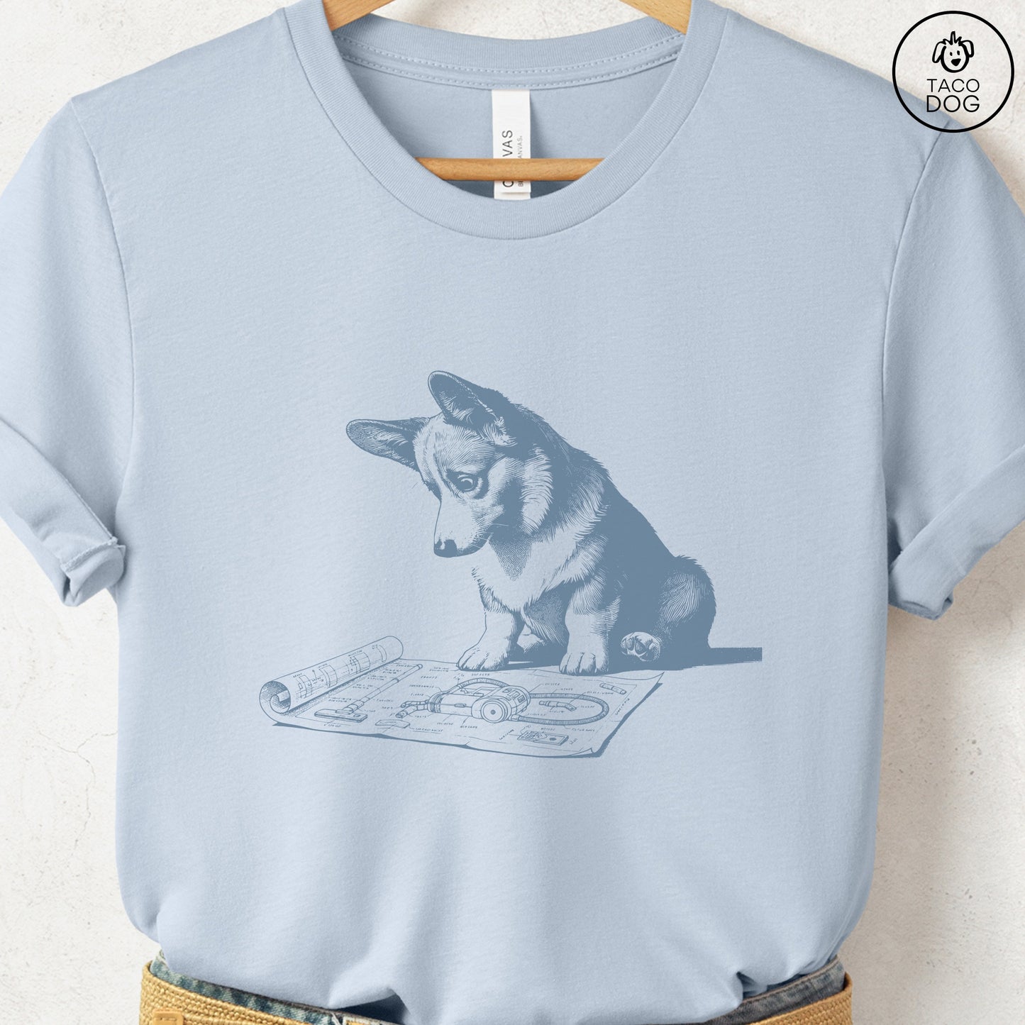 Corgi Vacuum Blueprint T-Shirt