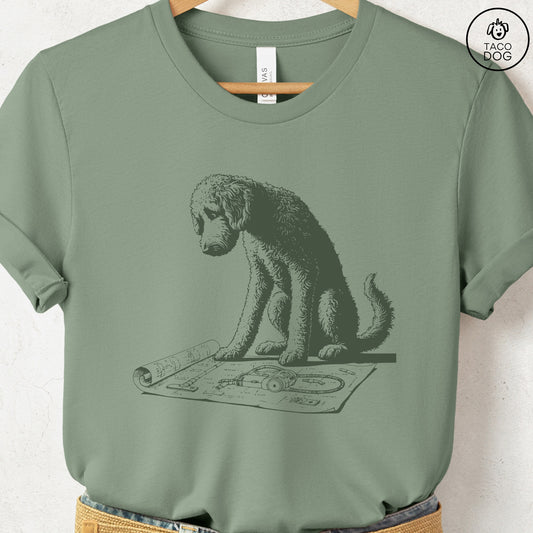 Doodle Vacuum Blueprint T-Shirt Sage Taco-Dog