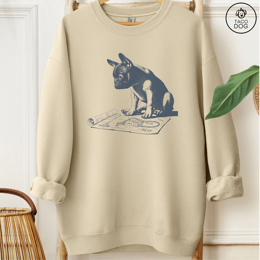 French Bulldog Frenchie Vacuum Blueprint Sweatshirt