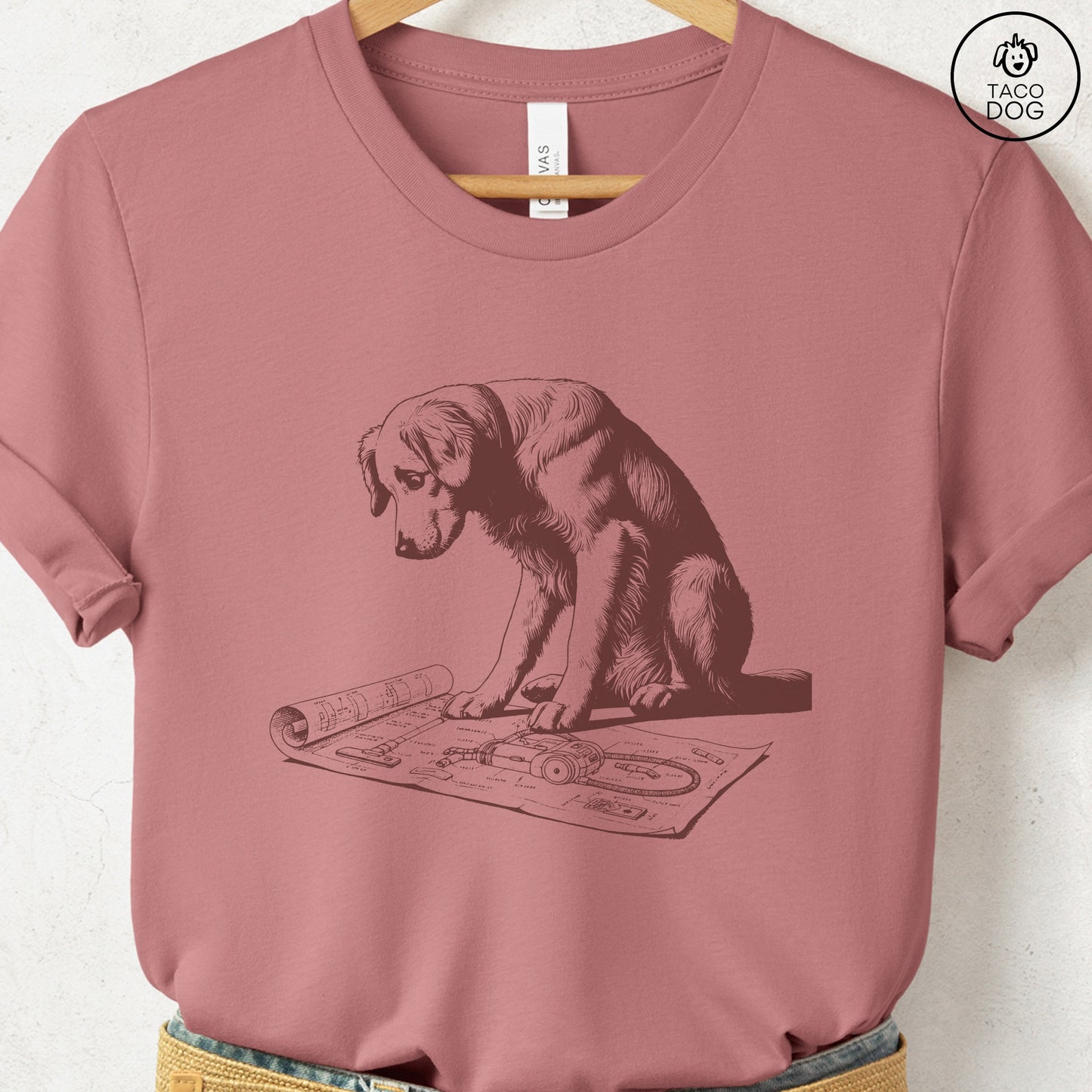 Golden Retriever Vacuum Blueprint T-Shirt