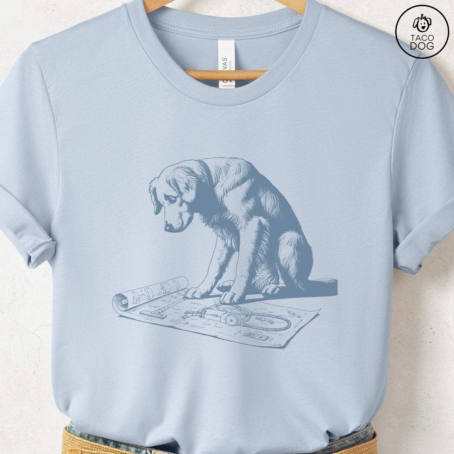 Golden Retriever Vacuum Blueprint T-Shirt