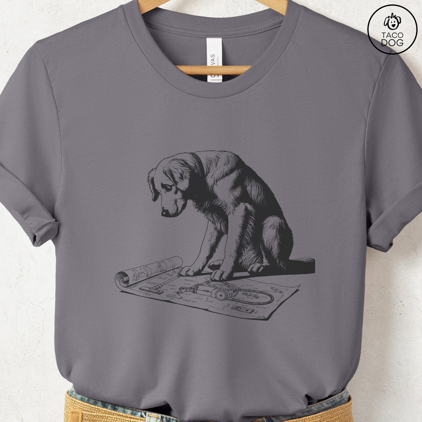 Golden Retriever Vacuum Blueprint T-Shirt