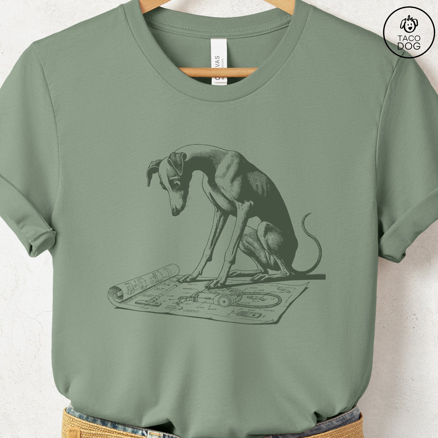 Italian Greyhound Whippet Iggy Vacuum Blueprint T-Shirt