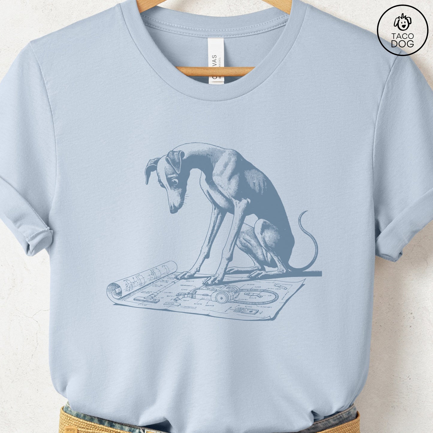 Italian Greyhound Whippet Iggy Vacuum Blueprint T-Shirt