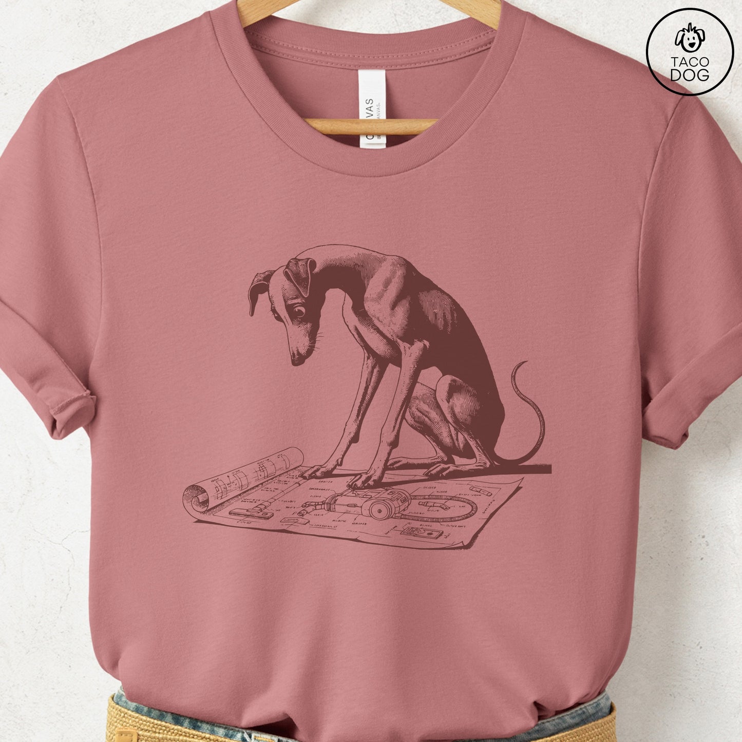 Italian Greyhound Whippet Iggy Vacuum Blueprint T-Shirt