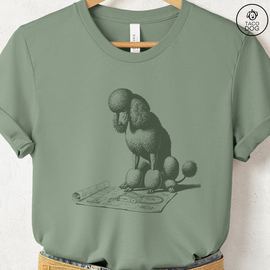 Poodle Vacuum Blueprint T-Shirt Sage Taco-Dog