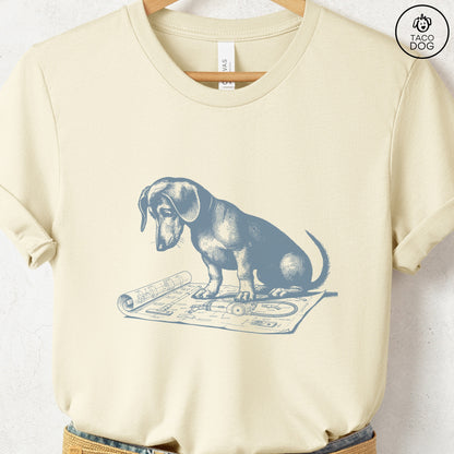 Dachshund Doxie Vacuum Blueprint T-Shirt