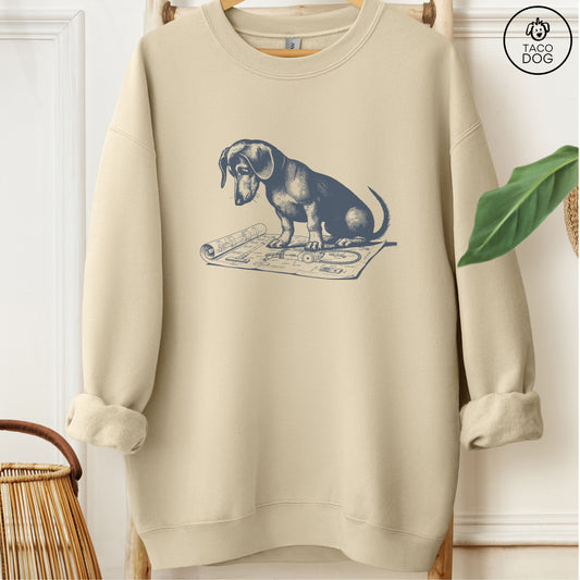 Dachshund Doxie Vacuum Blueprint Sweatshirt