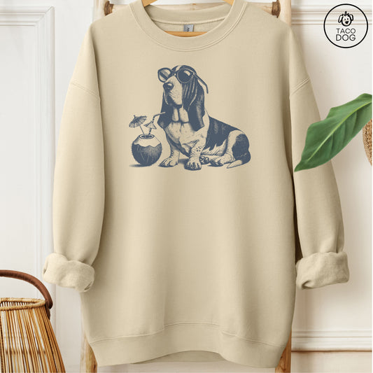 Basset Hound Vacation Sweatshirt Sand Taco-Dog