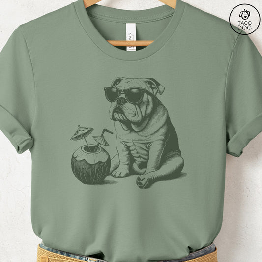 English Bulldog Vacation T-Shirt Sage Taco-Dog