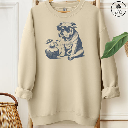 English Bulldog Vacation Sweatshirt Sand Taco-Dog