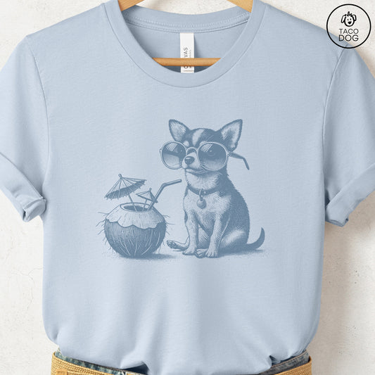 Chihuahua Vacation T-Shirt Light Blue Taco-Dog