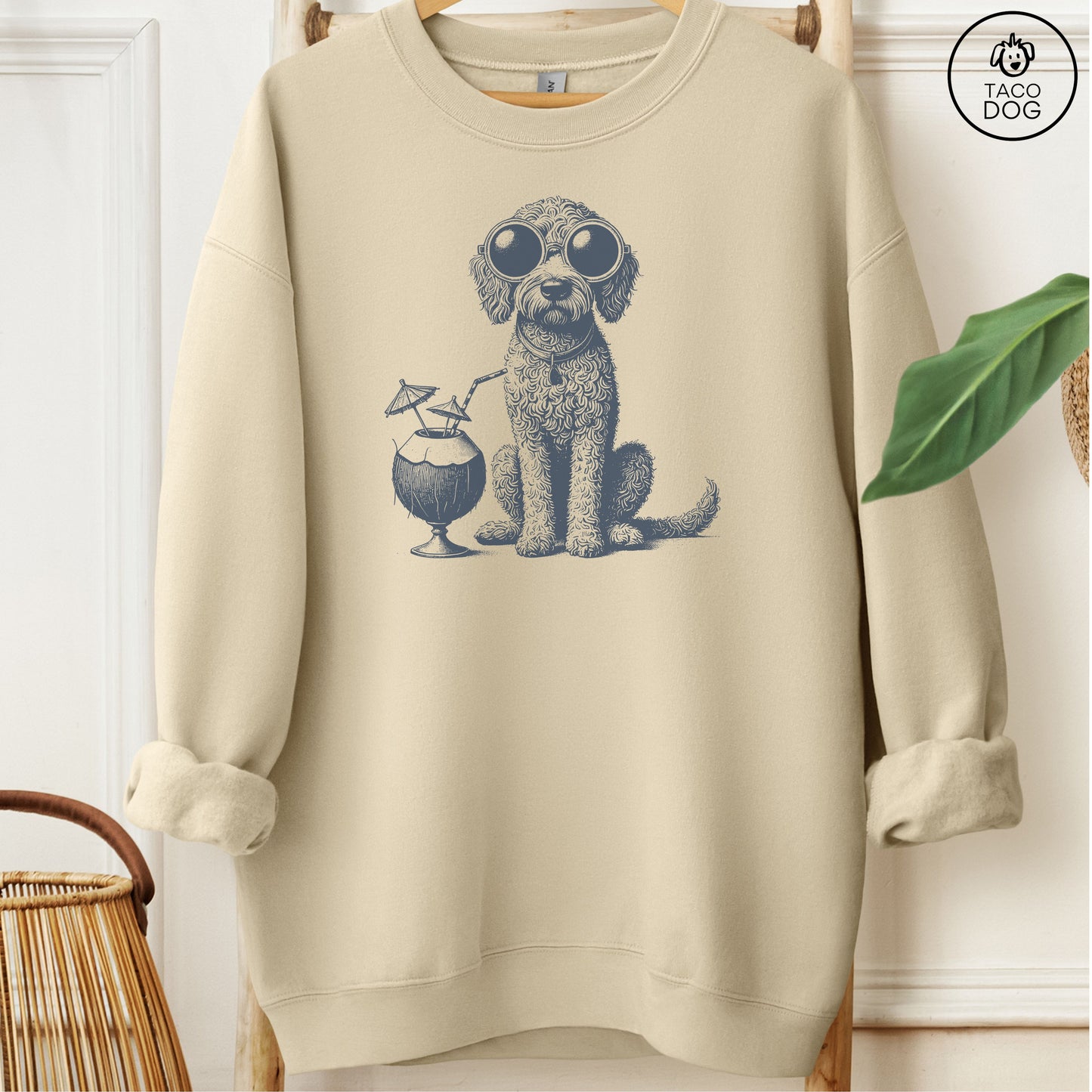 Doodle Vacation Sweatshirt Sand Taco-Dog