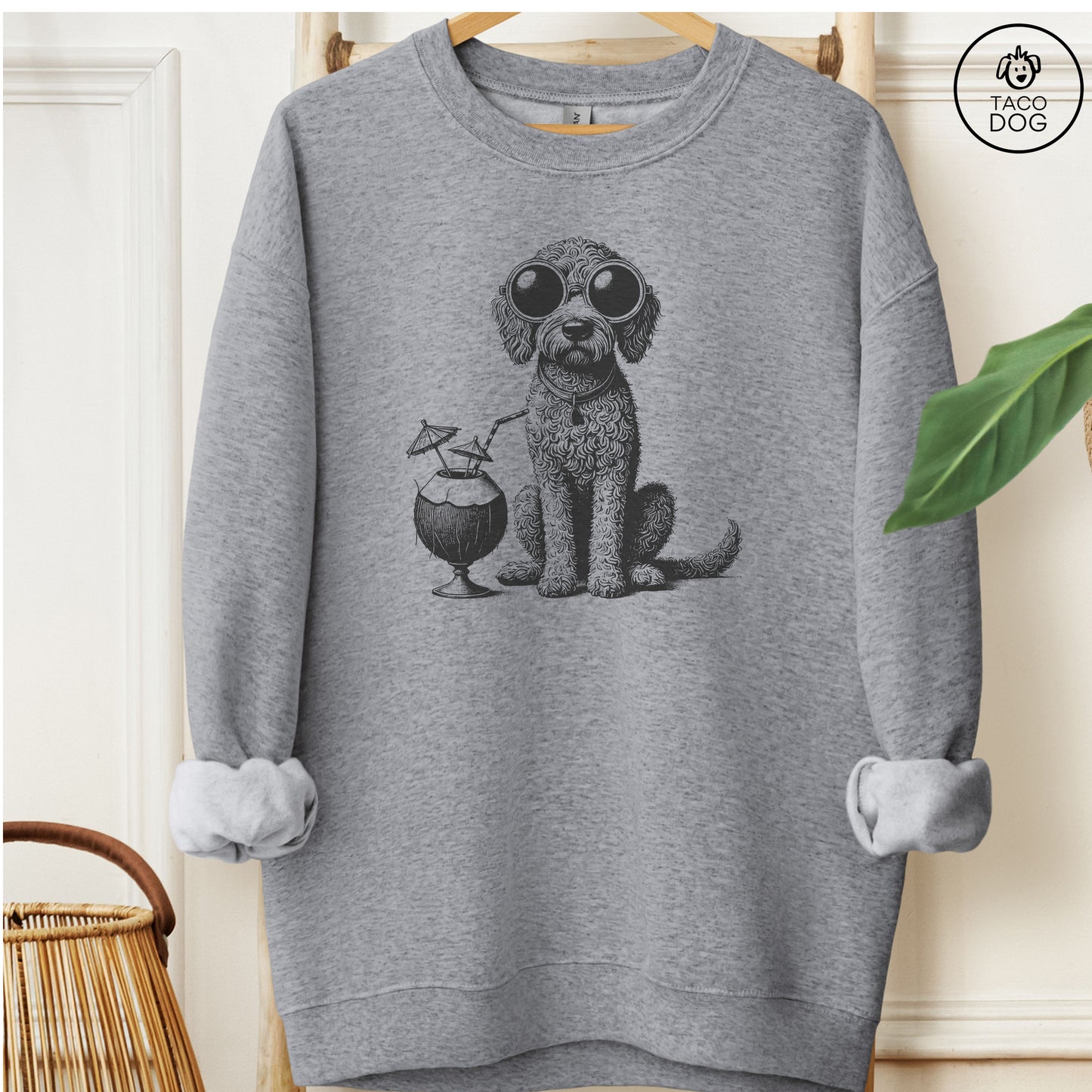 Doodle Vacation Sweatshirt Graphite Heather Taco-Dog