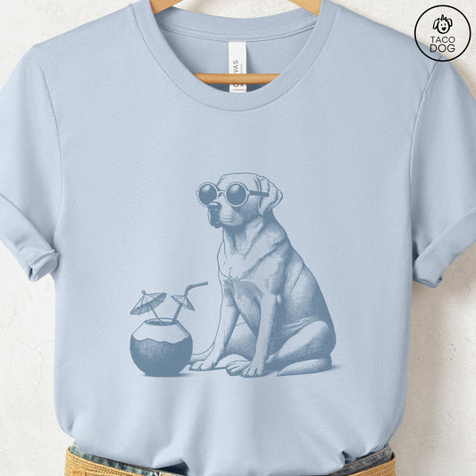Labrador Retriever Lab Vacation T-Shirt Light Blue Taco-Dog