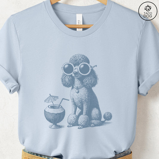 Poodle Vacation T-Shirt Light Blue Taco-Dog