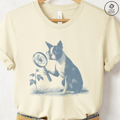 Boston Terrier Botanist Flower T-Shirt