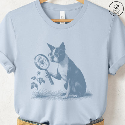 Boston Terrier Botanist Flower T-Shirt