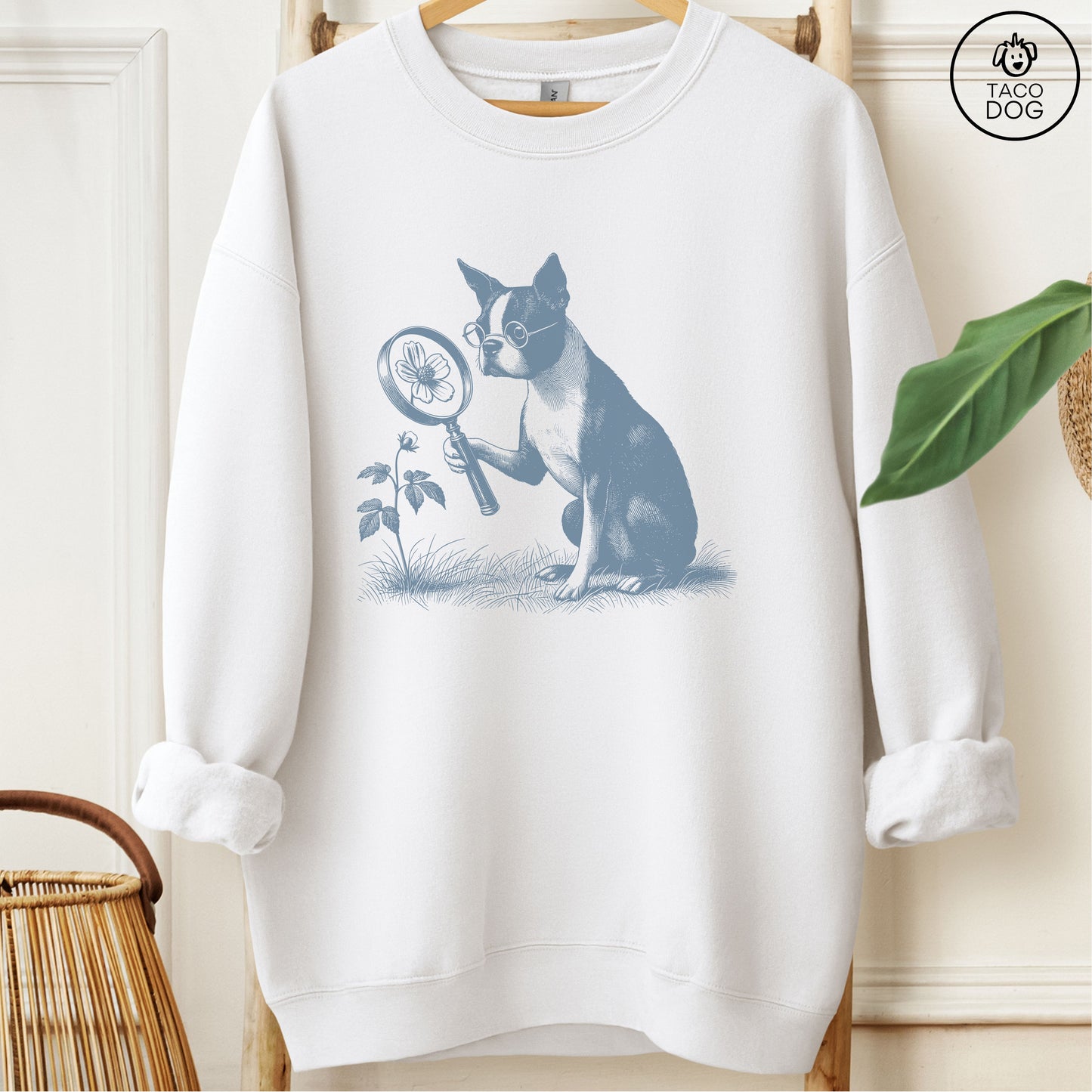 Boston Terrier Botanist Flower Sweatshirt