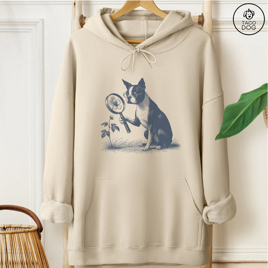 Boston Terrier Botanist Flower Hoodie Sand Taco-Dog