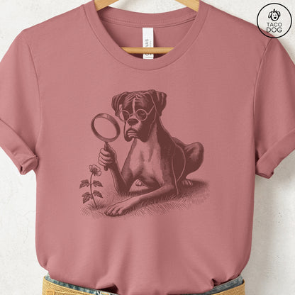 Boxer Dog Botanist Flower T-Shirt