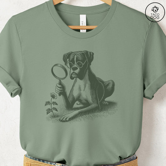 Boxer Dog Botanist Flower T-Shirt Sage Taco-Dog