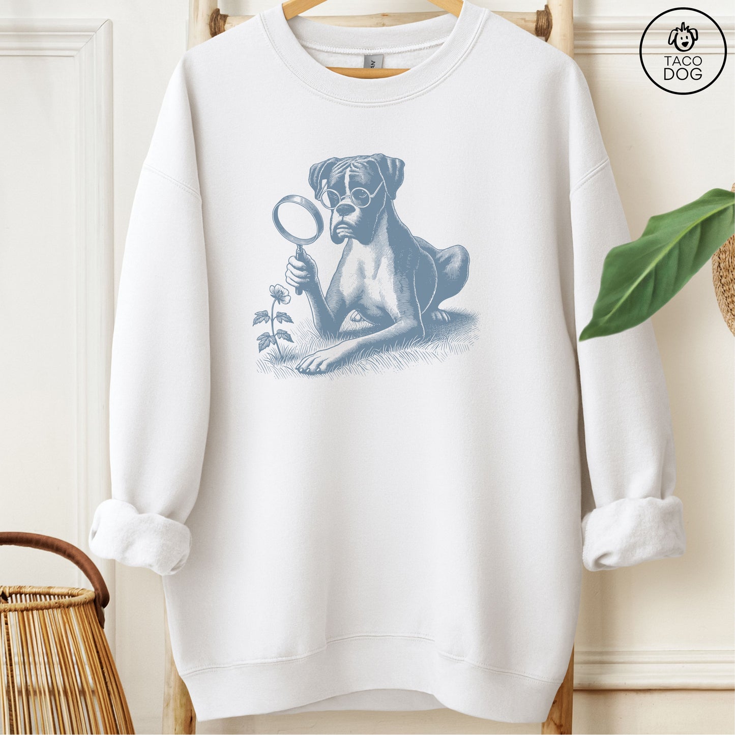 Boxer Dog Botanist Flower Sweatshirt