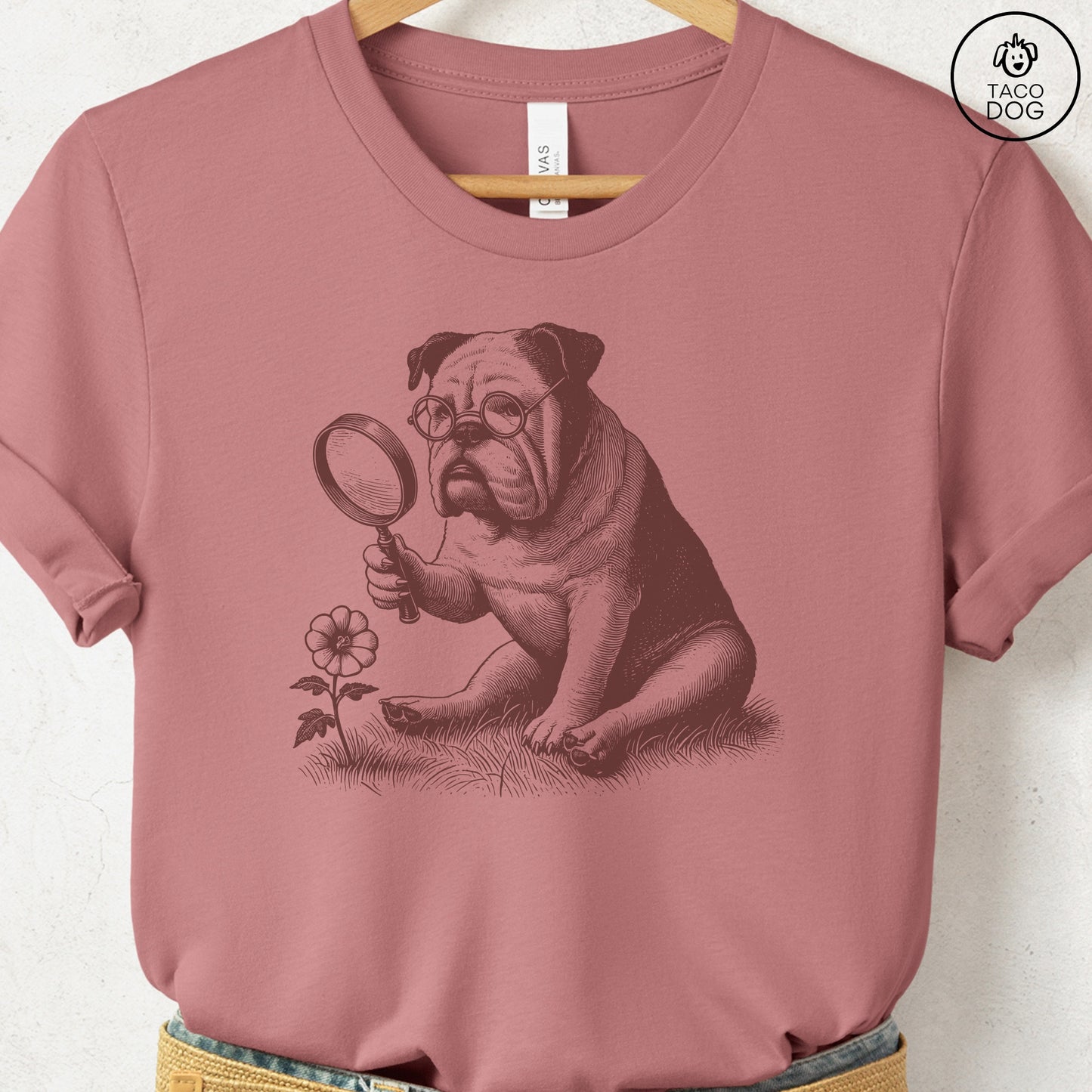 English Bulldog Botanist Flower T-Shirt