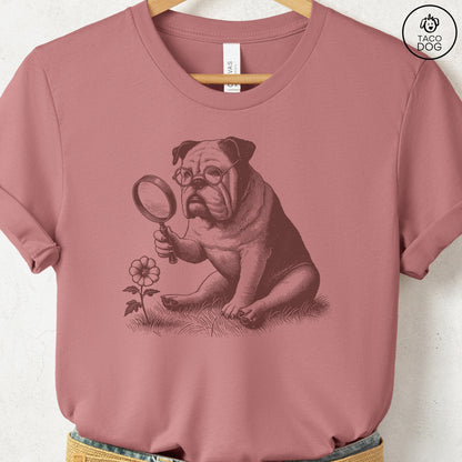 English Bulldog Botanist Flower T-Shirt